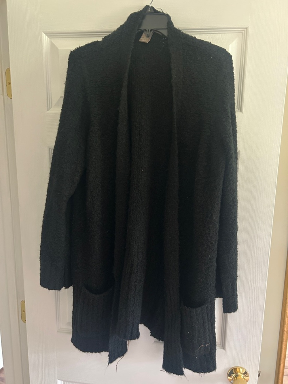 Black Open-Front Women's Cardigan with Pockets